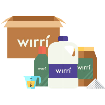 A box of lawn care products from Wirri